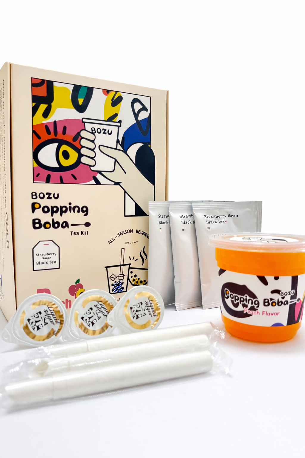 BoZu Popping boba tea kit(爆爆珠茶飲組合-水蜜桃紅茶)